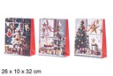 Bolsa regalo Navidad blanca decorada 26x10x32 cm