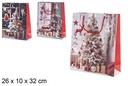 Bolsa regalo Navidad madera con Papa Noel 26x10x32 cm