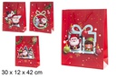 Bolsa regalo Navidad madera con Papa Noel 30x12x42 cm