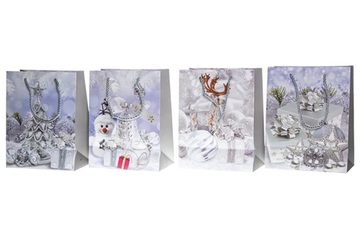 [119705] Busta regalo decorata natalizia assortita 23x18x10cm