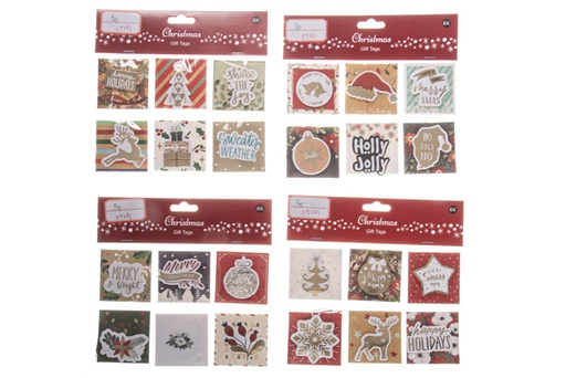[119781] 6 tarjetas navidad decorada surtida con hilo 6x6cm