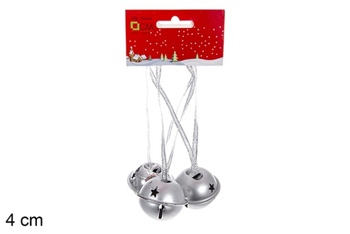 [119811] Colgante 3 cascabeles metal plata 4cm