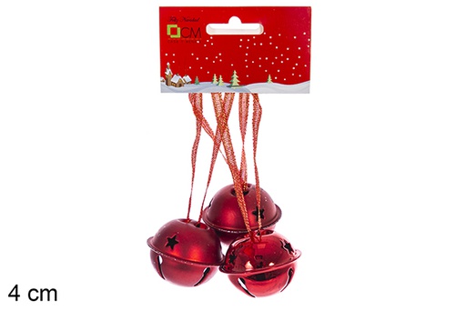 [119812] Pendant with 3 red metal bells 4cm