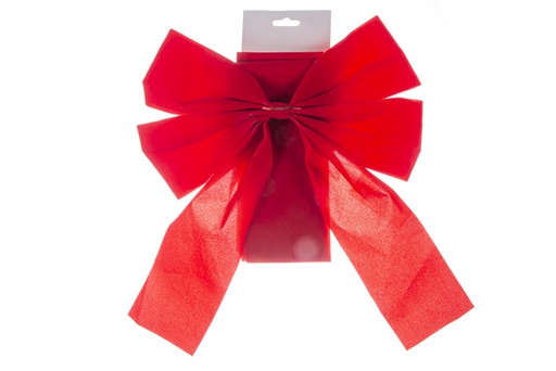 [119813]  Fiocco natalizio in tessuto rosso con luce led per porta 45x35cm