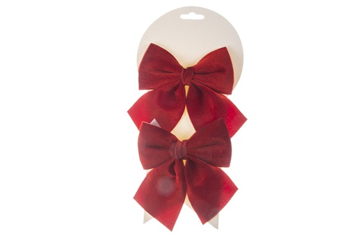 [119823] 2 Christmas bows red fabric 15x10cm