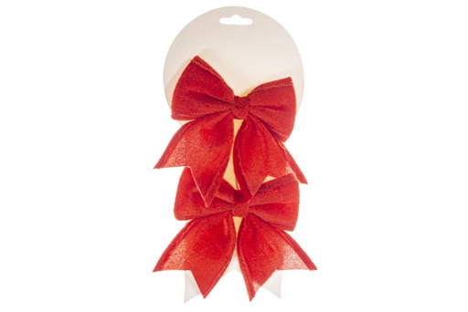 [119832] 2 Christmas bows red fabric 14x7cm