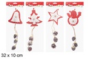 Christmas wooden pendant assorted with pine cones 32x10 cm
