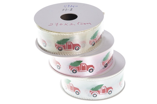 [119840] Christmas ribbon decorated cars assorted 270x2,5 cm
