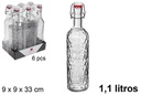 Botella cristal tapón gaseosa Roma 1,1 l.