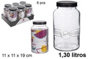 Bote cristal decorado tapa metal negra 1,3 litros