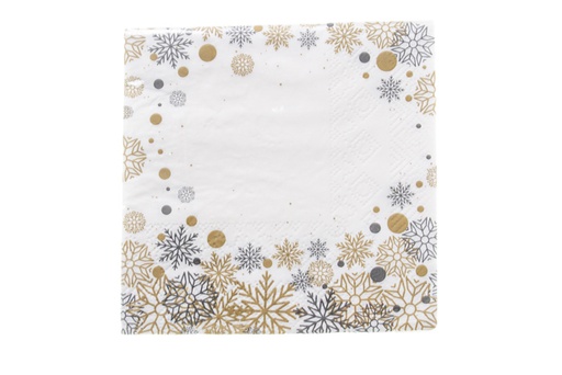 [119897] Pack 20 Christmas napkins decorated with flowers 3 layers 25cm