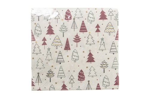 [119900]  20 serviettes de Noël décorées de sapin 3 couches 33x33cm