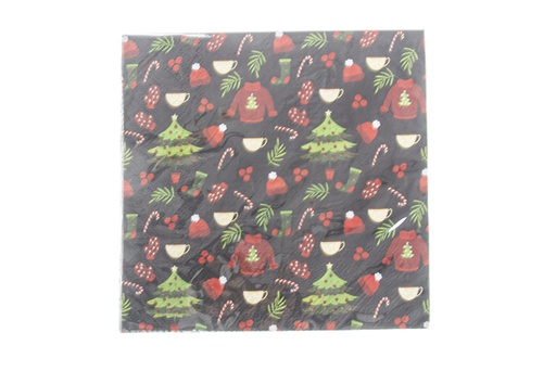 [119901]  20 serviettes de Noël décorées de sapin 3 couches 33x33cm