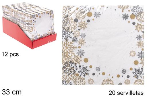 [119903] Pack20 guardanapos de Natal decorados com flores 3 camadas 33 cm