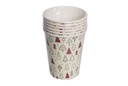 Pack 6 vasos papel decorado árbol Navidad 260 ml
