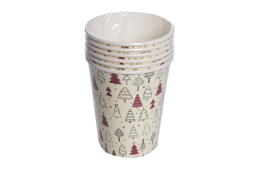 [119904]  6 bicchieri di carta decorati con albero di Natale da 260ml