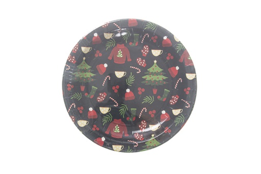 [119909] 6 Paper plates decorated with Christmas tree 18cm