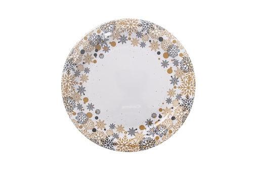 [119911] Pack 6 Christmas flower decorated paper plates 18 cm