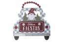 Ciondolo auto in legno con Babbo Natale Natale 26x23 cm