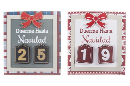 [119933] Calendário de contagem regressiva de madeira de Natal sortido 25x23 cm