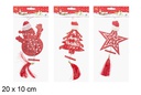 Colgante madera roja formas surtidas con gorro lana 20x10 cm