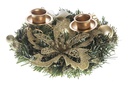 Corona portavelas doble decorada oro 20 cm