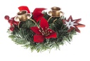 Corona portavelas decorada flor Navidad rojo 20 cm