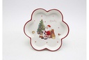 Bandeja cerámica forma flor Navidad decorada Papa Noel 20 cm