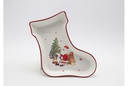 Bandeja cerámica forma bota Navidad decorada Papa Noel 25,5x19,5 cm