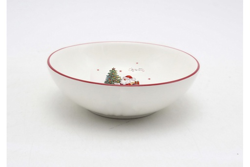 [119995] Ciotola natalizia in ceramica decorata con Babbo Natale 15x15cm