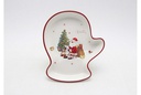 Bandeja cerámica forma guante Navidad decorada Papa Noel 20 cm