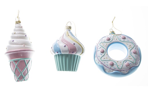 [120017] Colgante dulces Navidad color pastel surtido 13 cm