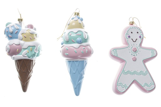 [120019] Colgante galleta jengibre color pastel surtido 17 cm