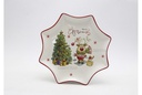 Bandeja cerámica forma estrella Navidad decorada Reno 30,5 cm