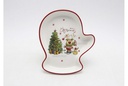 Bandeja cerámica forma guante Navidad decorada reno 20 cm