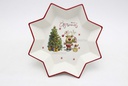 Bandeja cerámica forma estrella Navidad decorada reno 27 cm