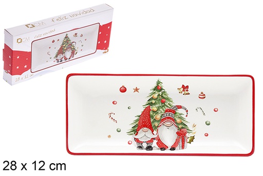 [120156] Bandeja cerámica Navidad decorada elfo 28x12 cm