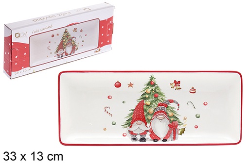 [120157] Bandeja cerámica Navidad decorada elfo 33x13 cm
