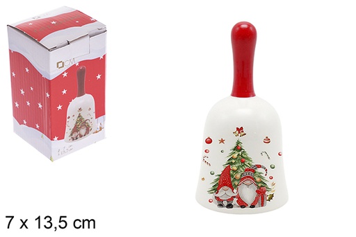 [120167] Campana cerámica Navidad decorada elfo 7x13,5 cm