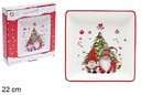 Plateau carré céramique de Noël 22 cm 