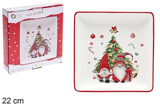 [120181] Square ceramic Christmas tray 22 cm