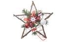 Estrella madera Navidad decorada Lazo y estrella fugaz rojo/blanco 30 cm