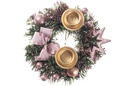 Corona portavelas Navidad decorado rosa 20 cm