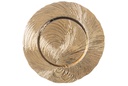 Bajo plato plástico redondo borde ondas oro 33 cm