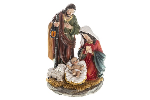 [120354] Nativité en résine 3 pièces avec socle 15 cm