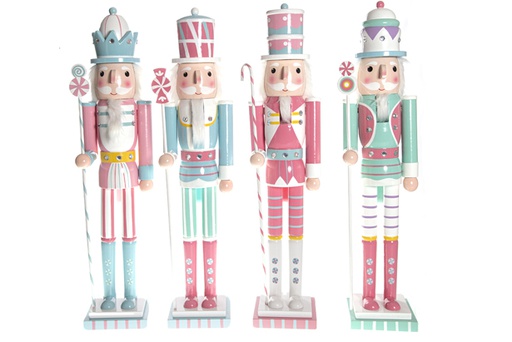 [120412] Colored wooden nutcracker 4 assorted models 60 cm