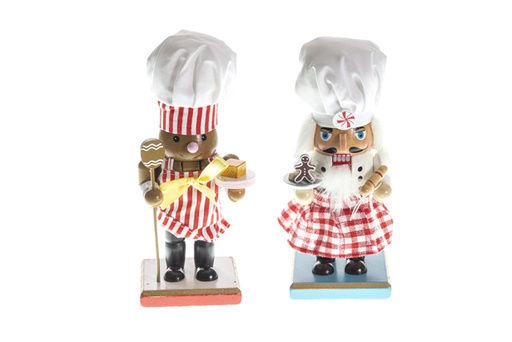 [120421] Wooden chef nutcracker 2 assorted models 18 cm