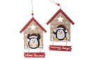 Colgante Navidad decoración casa con pingüino Merry Christmas 15x10 cm