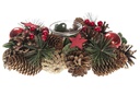 Porta vela Navidad vidrio con baya piñas 27 cm