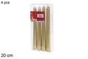 Pack 4 velas de candelabro oro 20 cm